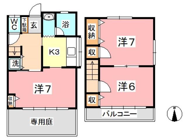 板谷アパート 北(3DK/1階)の間取り写真