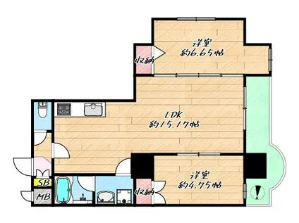 MESSAGE大宮通(2LDK/7階)の間取り写真