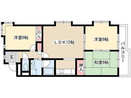 ブライトスクエア一社(3LDK/3階)の間取り写真