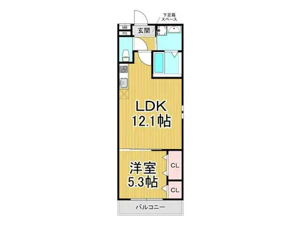 フジパレス立花町三丁目ウエスト(1LDK/3階)の間取り写真