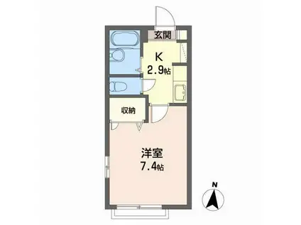 ヴィラ・ルネサンス(1K/2階)の間取り写真