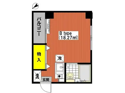 ハッピーマンション当代島(ワンルーム/4階)の間取り写真