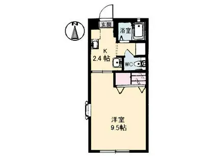 シャトー下伊福(1K/1階)の間取り写真