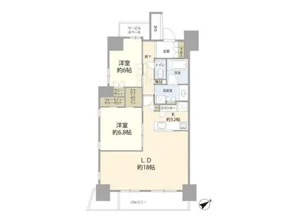 ザ・プレミアスカイ品川中延(2LDK/14階)の間取り写真