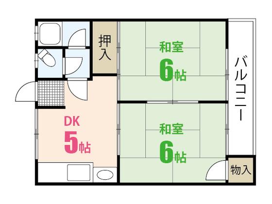 第一石丸ビル(2DK/4階)の間取り写真