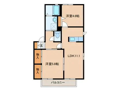 ピュアキャッスルA棟(2LDK/2階)の間取り写真