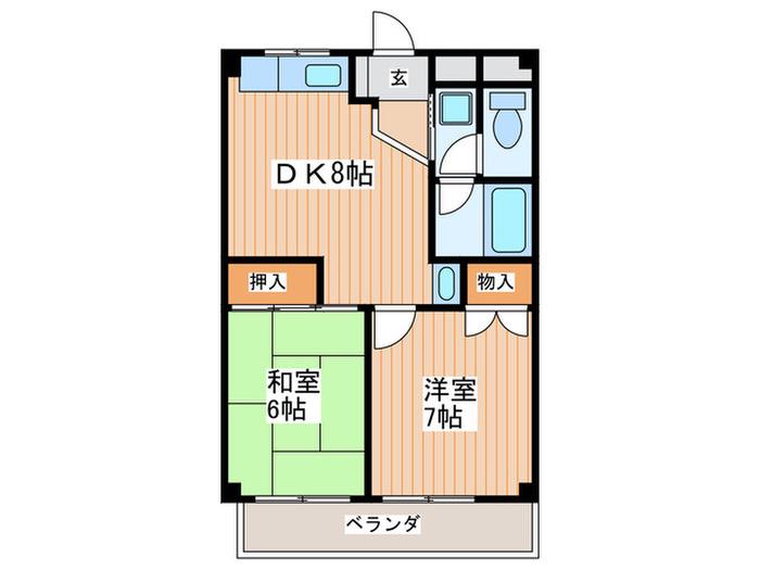 フェリシティーキア(2DK/3階)の間取り写真