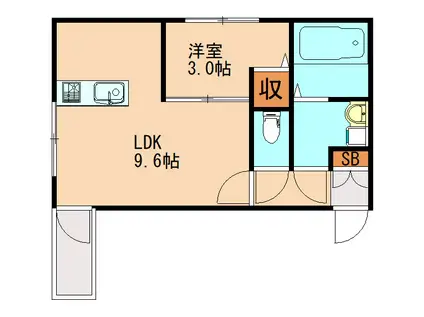 リアンコート飯塚(1LDK/1階)の間取り写真