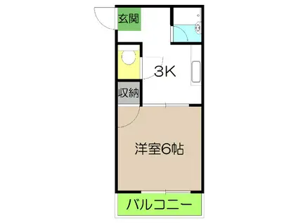 大西コーポII(1K/3階)の間取り写真
