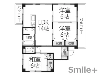 フラワーハイツVI(3LDK/1階)の間取り写真