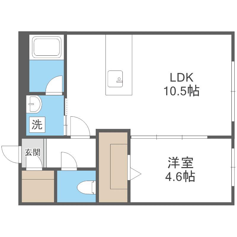 カレラ学園前(1LDK/4階)の間取り写真