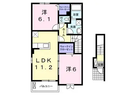 ヴェスティートIII(2LDK/2階)の間取り写真