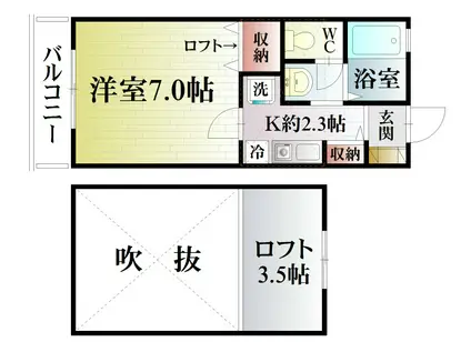 ビューティーオーシャンコーポラス(1K/2階)の間取り写真