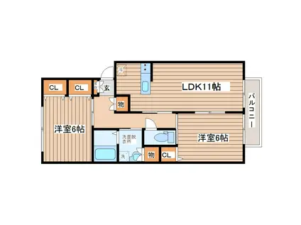 セレクトB(2LDK/2階)の間取り写真