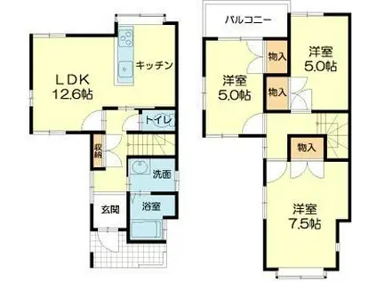 ロレーヌハイツ加古川美乃利(3LDK/1階)の間取り写真