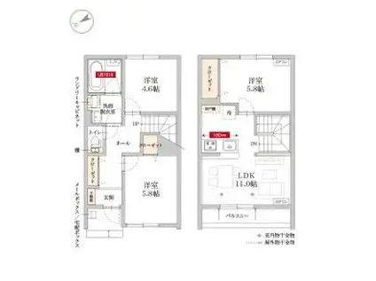 アクアルーチェ駒形(3LDK/1階)の間取り写真