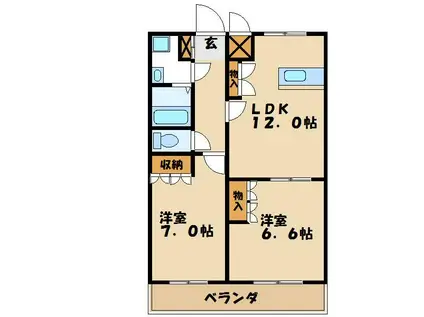 グランドフォレスト(2LDK/1階)の間取り写真