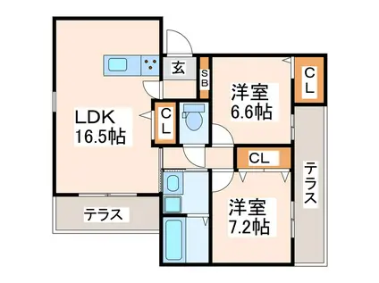 ムライチ・D-ROOM昭和町(2LDK/1階)の間取り写真