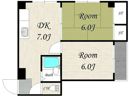 クレンツコート枚方(2DK/2階)の間取り写真