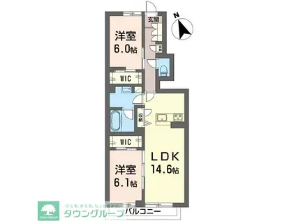 かじや坂ハウス(2LDK/1階)の間取り写真