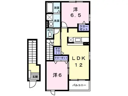 アンソレイエVII(2LDK/2階)の間取り写真