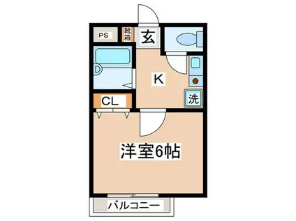 アドニスイースト(1K/1階)の間取り写真