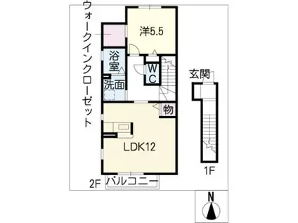 メゾンフォレスト(1LDK/2階)の間取り写真