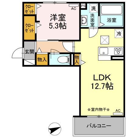 日吉ハイツIII(1LDK/1階)の間取り写真