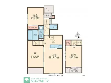 COLORS WING-A A(2LDK/1階)の間取り写真