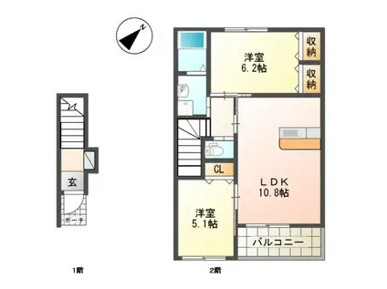 モンテソレイユ(2LDK/2階)の間取り写真