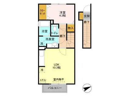 LA SPLENDEUR ラスプランドゥール(1LDK/2階)の間取り写真