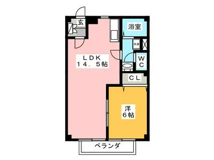 セ・パルフェHINO(1LDK/2階)の間取り写真