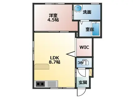 RUTILE高木(1LDK/1階)の間取り写真