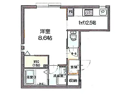 シャンブルIII(1K/1階)の間取り写真