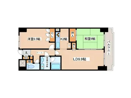 グリーンキャピタル長町II(2LDK/4階)の間取り写真