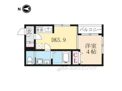 スプランドゥール東九条(1DK/2階)の間取り写真