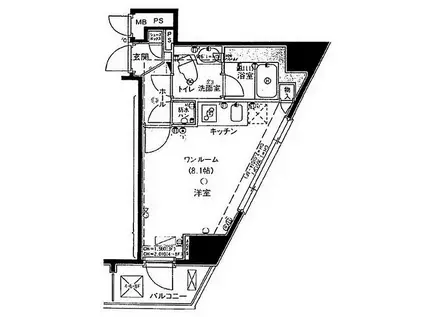 グレイス高輪タワー(ワンルーム/5階)の間取り写真