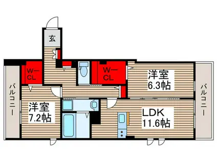 COTTON LIGHTS KAWAGOE(2LDK/3階)の間取り写真