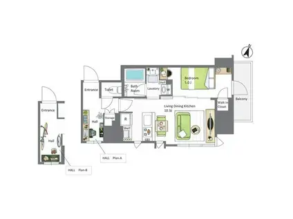 AIFLAT若松河田(1LDK/5階)の間取り写真