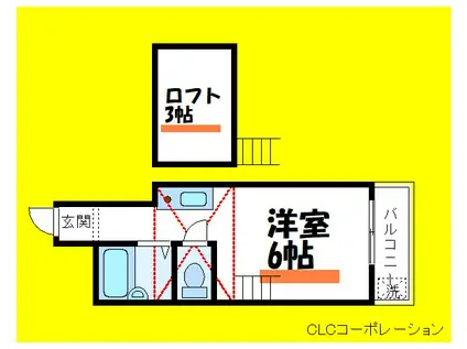 ハイツ藤(ワンルーム/2階)の間取り写真
