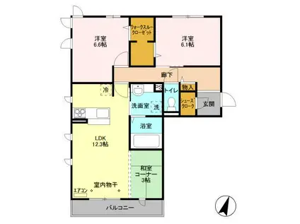 コンフォールコート(2SLDK/2階)の間取り写真