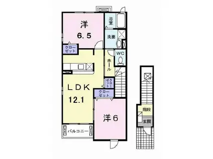 マリンスカイC(2LDK/2階)の間取り写真