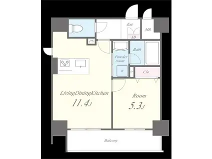 イーストワールド人形町(1LDK/8階)の間取り写真