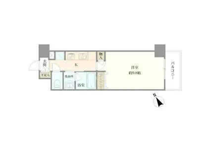 BUENA万代4(1K/3階)の間取り写真