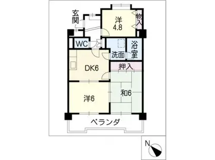 シャルル安藤II(3DK/3階)の間取り写真