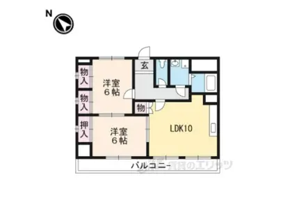 ソレイユ千(2LDK/3階)の間取り写真