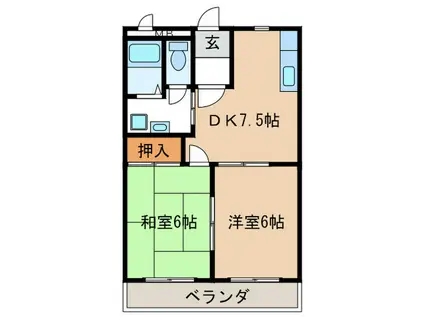 ロイヤルプレジオⅠ(2DK/3階)の間取り写真