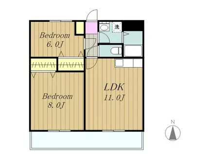 K・グランドソレーユ(2LDK/1階)の間取り写真