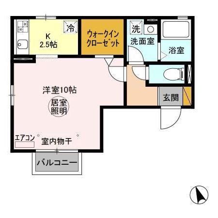 カプリコート(1K/2階)の間取り写真