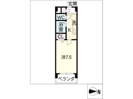 美佳ハイツ(1K/2階)の間取り写真